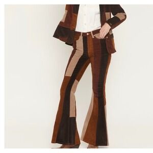 Wrangler x Lainey Wilson Patchwork Corduroy Flare Bell Bottom Pants Brown 30x32